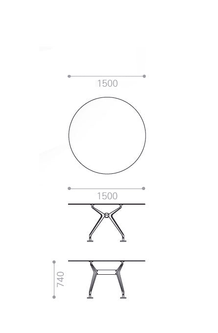 Masă circulară pentru conferință, Ø 1500mm, Interstuhl Silver 854S